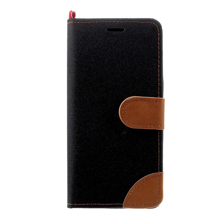 England Style Jean Cloth Leather Card Holder Smartphone Case for Samsung Galaxy S8 Plus G955 - Black-2
