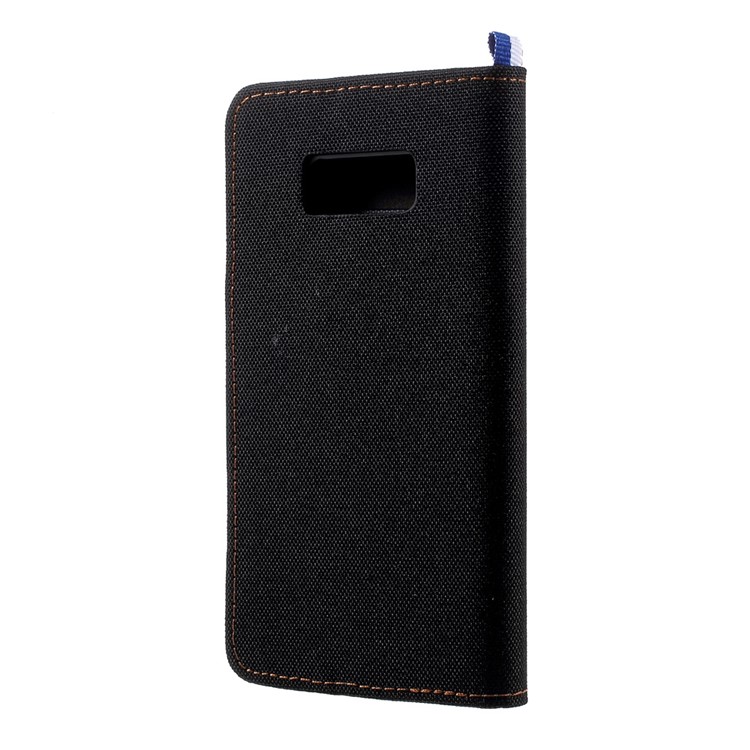 England Style Jean Cloth Leather Card Holder Smartphone Case for Samsung Galaxy S8 Plus G955 - Black-3