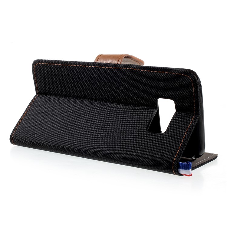 England Style Jean Cloth Leather Card Holder Smartphone Case for Samsung Galaxy S8 Plus G955 - Black-4