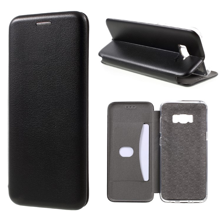 Magnetic Flip Leather Card Holder Stand Case for Samsung Galaxy S8 Plus - Black-1