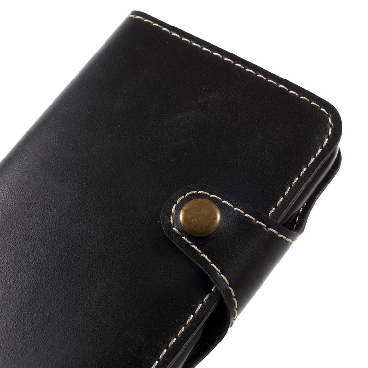 Button Closure PU Leather Wallet Folio Case with Lanyard for Samsung Galaxy S8 G950 - Black-7