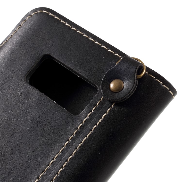 Button Closure PU Leather Wallet Folio Case with Lanyard for Samsung Galaxy S8 G950 - Black-8