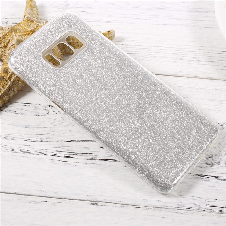Glittery Paper TPU + PC Hybrid Phone Case for Samsung Galaxy S8 - Silver-3