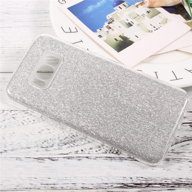 Glittery Paper TPU + PC Hybrid Phone Case for Samsung Galaxy S8 - Silver-4