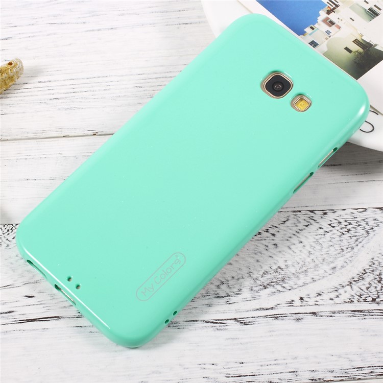 Flash Powder Glossy Soft TPU Protector Phone Case for Samsung Galaxy A5 (2017) - Cyan-1
