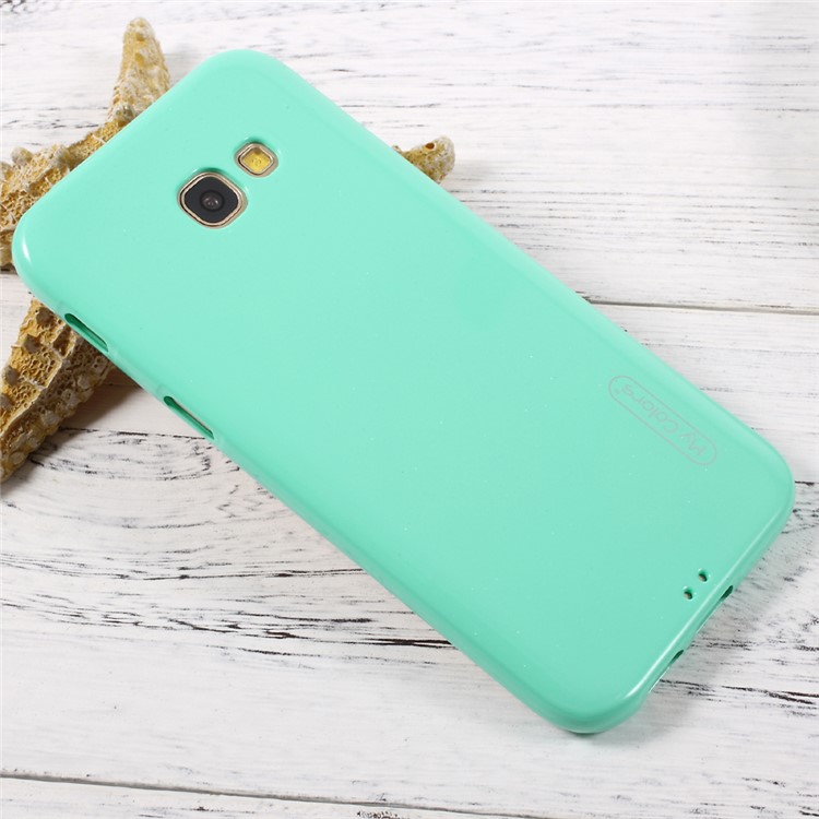 Flash Powder Glossy Soft TPU Protector Phone Case for Samsung Galaxy A5 (2017) - Cyan-3