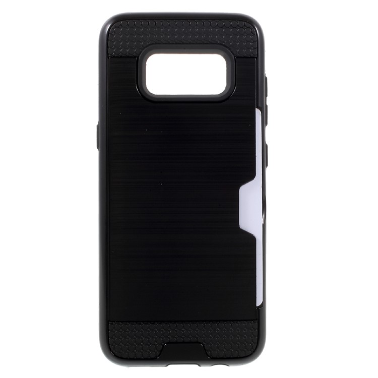 Brushed PC + TPU Hybrid Case with Card Slot for Samsung Galaxy S8 Plus SM-G955 - Black-1