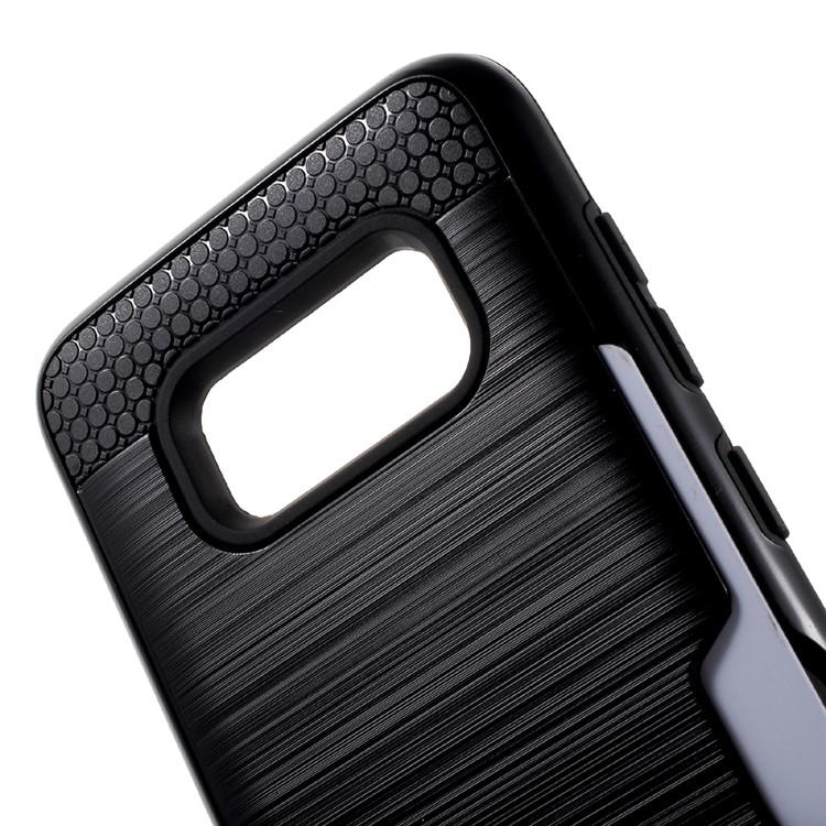 Brushed PC + TPU Hybrid Case with Card Slot for Samsung Galaxy S8 Plus SM-G955 - Black-5