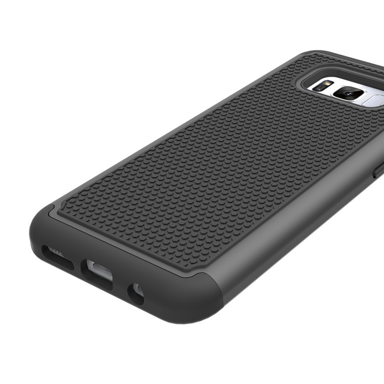 Football Grain PC Silicone Hybrid Case for Samsung Galaxy S8 Plus - Black-4
