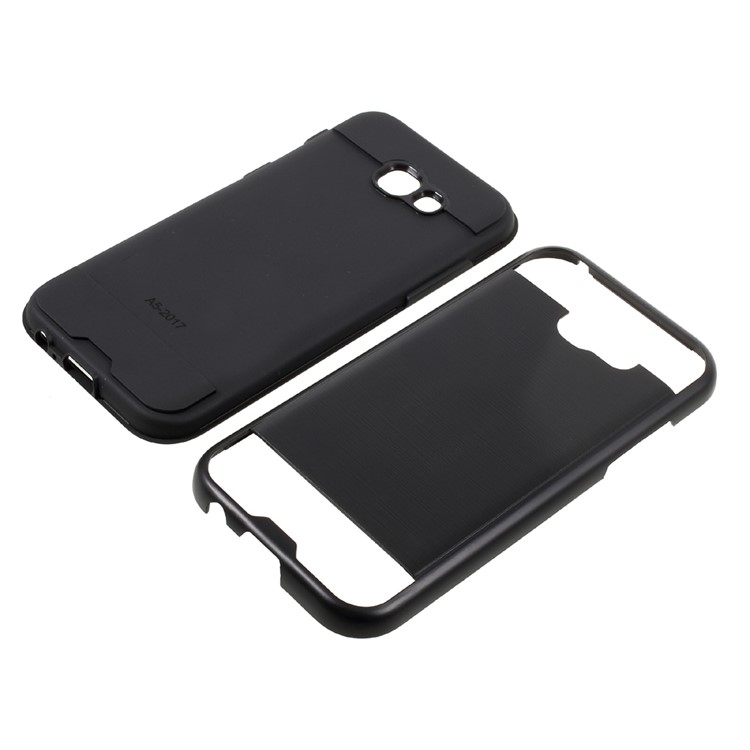 2-in-1 Brushed PC + TPU Drop-proof Back Case for Samsung Galaxy A5 (2017) - Black-6