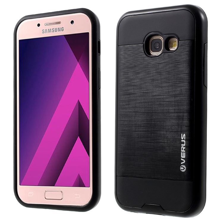 Brushed PC + TPU Hybrid Case for Samsung Galaxy A3 (2017) - Black-1