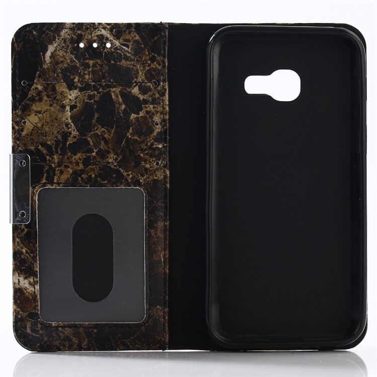 For Samsung Galaxy A3 (2017) Marble Pattern Stand Wallet Leather Mobile Case - Black-3