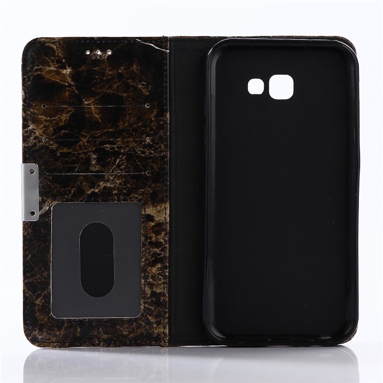 For Samsung Galaxy A7 (2017) Marble Pattern Stand Wallet Leather Cell Phone Case - Black-3