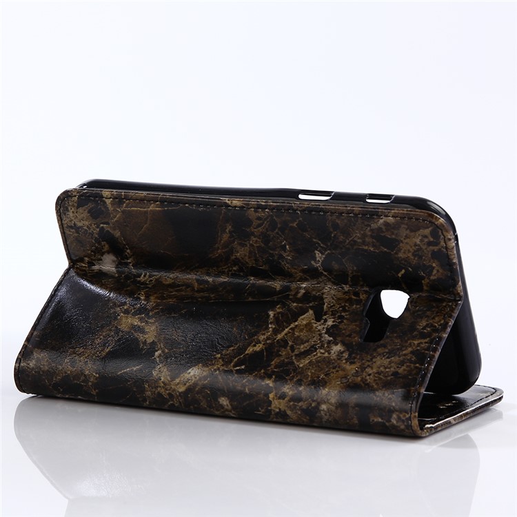 For Samsung Galaxy A7 (2017) Marble Pattern Stand Wallet Leather Cell Phone Case - Black-4