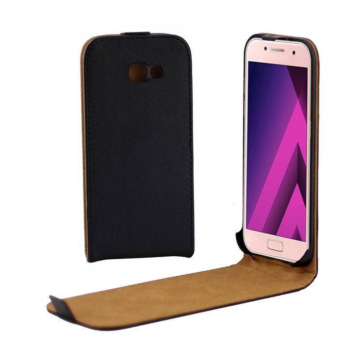Vertical Magnetic Flip Leather Case for Samsung Galaxy A3 (2017) - Black-1