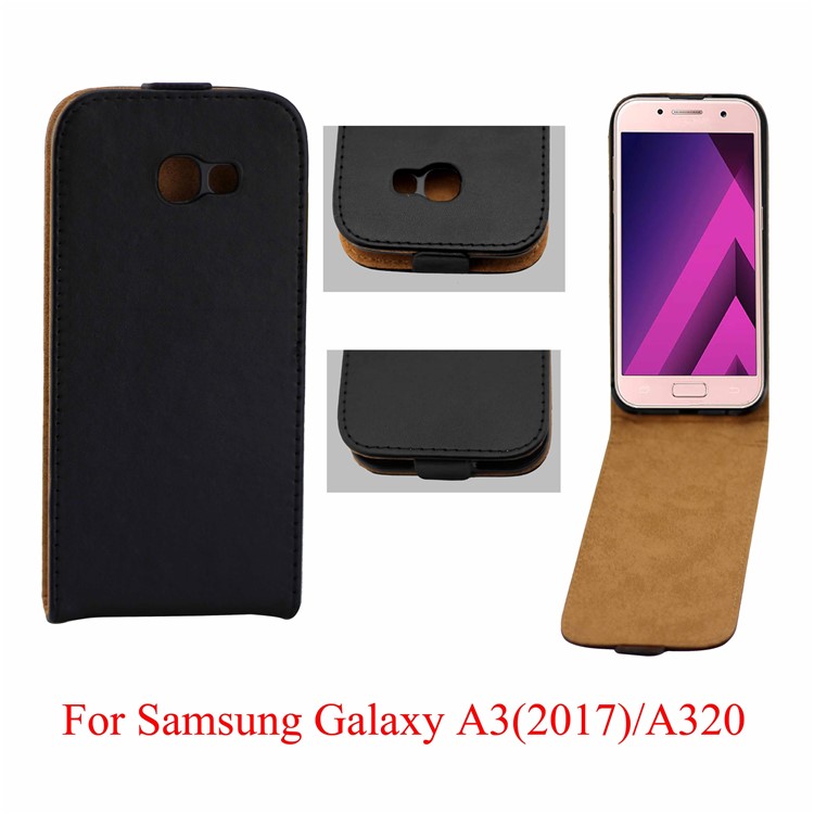 Vertical Magnetic Flip Leather Case for Samsung Galaxy A3 (2017) - Black-2
