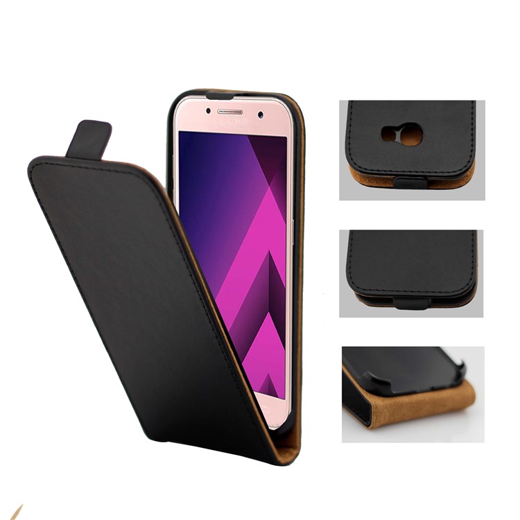 Vertical Magnetic Flip Leather Case for Samsung Galaxy A3 (2017) - Black-4