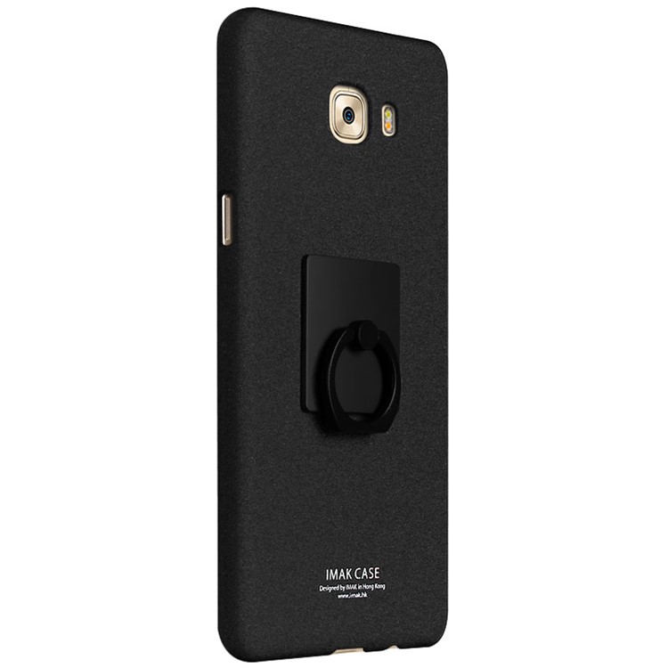 IMAK Cowboy Shell Matte PC Back Case with Ring Stand for Samsung Galaxy C7 Pro - Black-2
