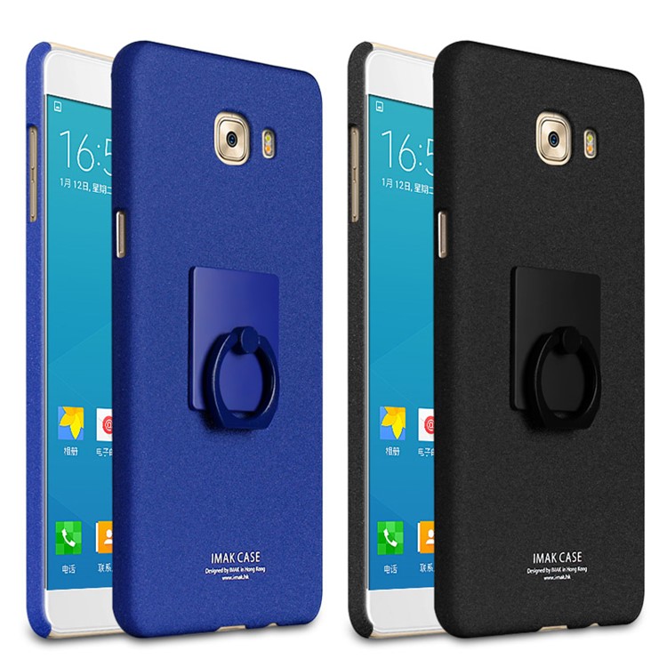 IMAK Cowboy Shell Matte PC Back Case with Ring Stand for Samsung Galaxy C7 Pro - Black-9