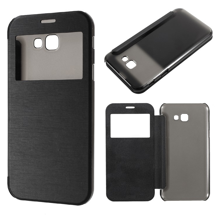 View Window Flip Leather Case Cover for Samsung Galaxy A7 (2017) SM-A720F - Black-1