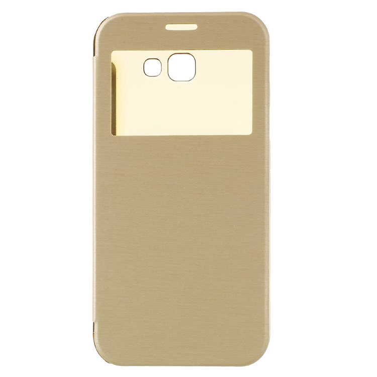 View Window Flip Leather Case Accessory for Samsung Galaxy A7 (2017) SM-A720F - Gold-1