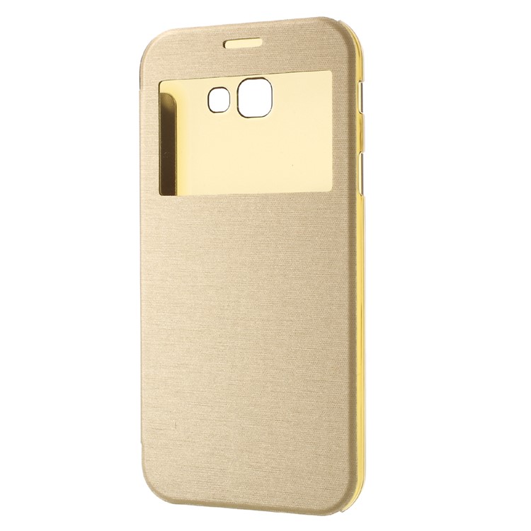 View Window Flip Leather Case Accessory for Samsung Galaxy A7 (2017) SM-A720F - Gold-2