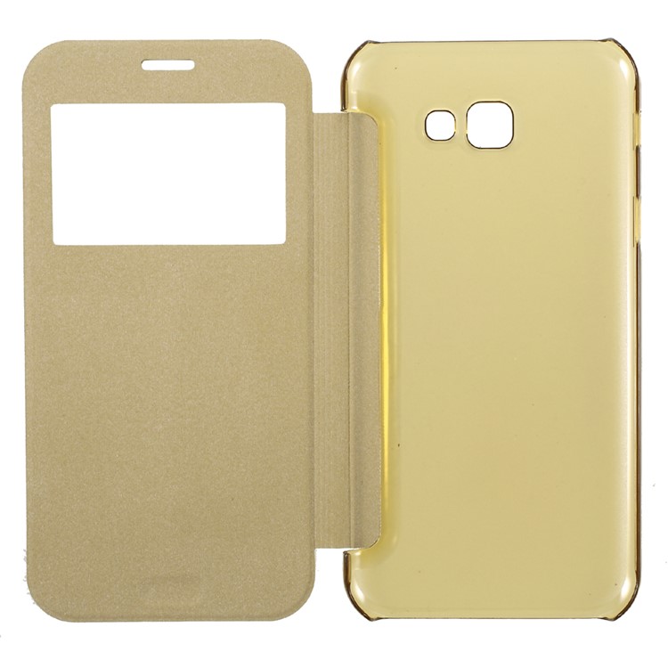 View Window Flip Leather Case Accessory for Samsung Galaxy A7 (2017) SM-A720F - Gold-5