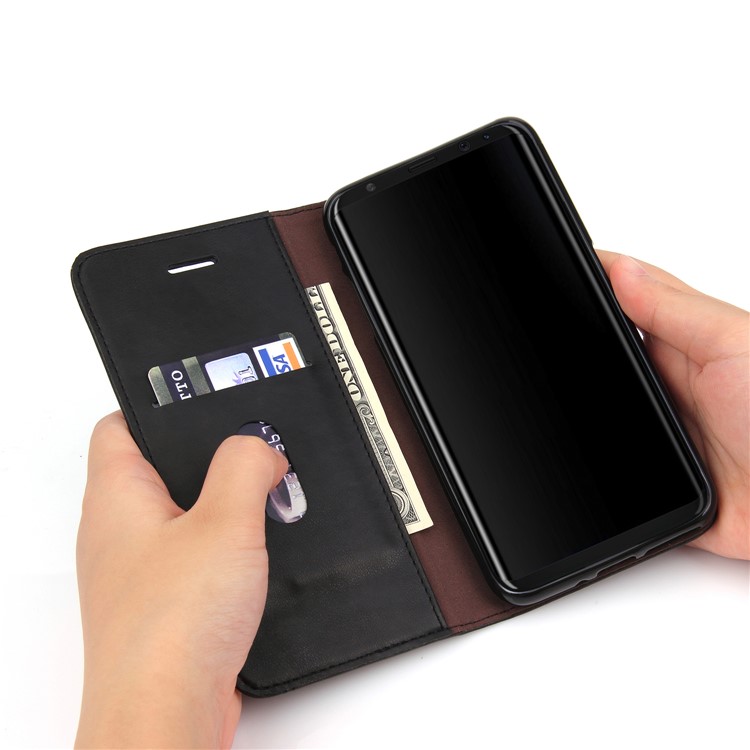 Vintage Crazy Horse Leder Brieftasche Tasche für Samsung Galaxy S8 - Black-10