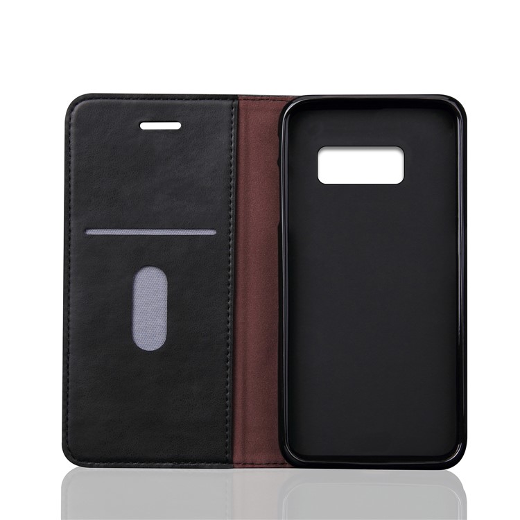 Vintage Crazy Horse Leder Brieftasche Tasche für Samsung Galaxy S8 - Black-7