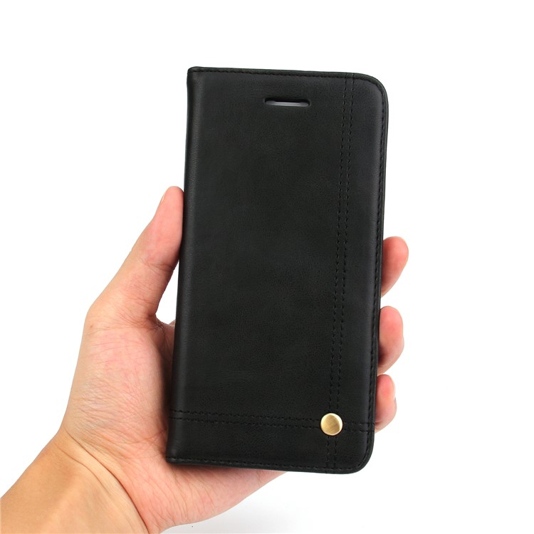 Vintage Crazy Horse Leder Brieftasche Tasche für Samsung Galaxy S8 - Black-9