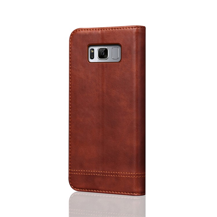 Vintage Crazy Horse Leather Magnetic Wallet Shell for Samsung Galaxy S8 - Brown-2