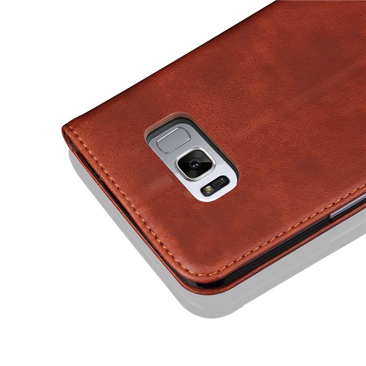 Vintage Crazy Horse Leather Magnetic Wallet Shell for Samsung Galaxy S8 - Brown-3
