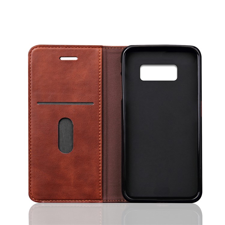 Vintage Crazy Horse Leather Magnetic Wallet Shell for Samsung Galaxy S8 - Brown-8