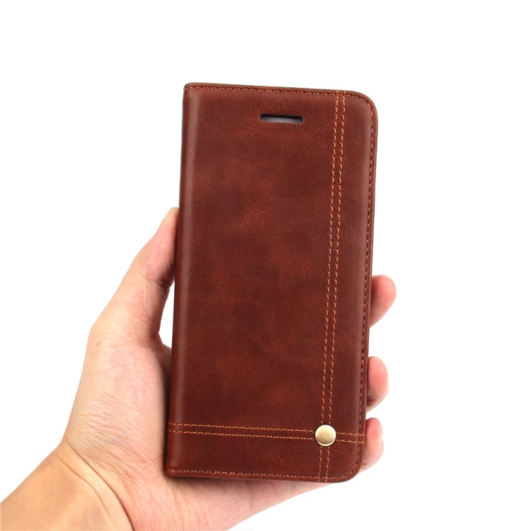 Vintage Crazy Horse Leather Magnetic Wallet Shell for Samsung Galaxy S8 - Brown-9
