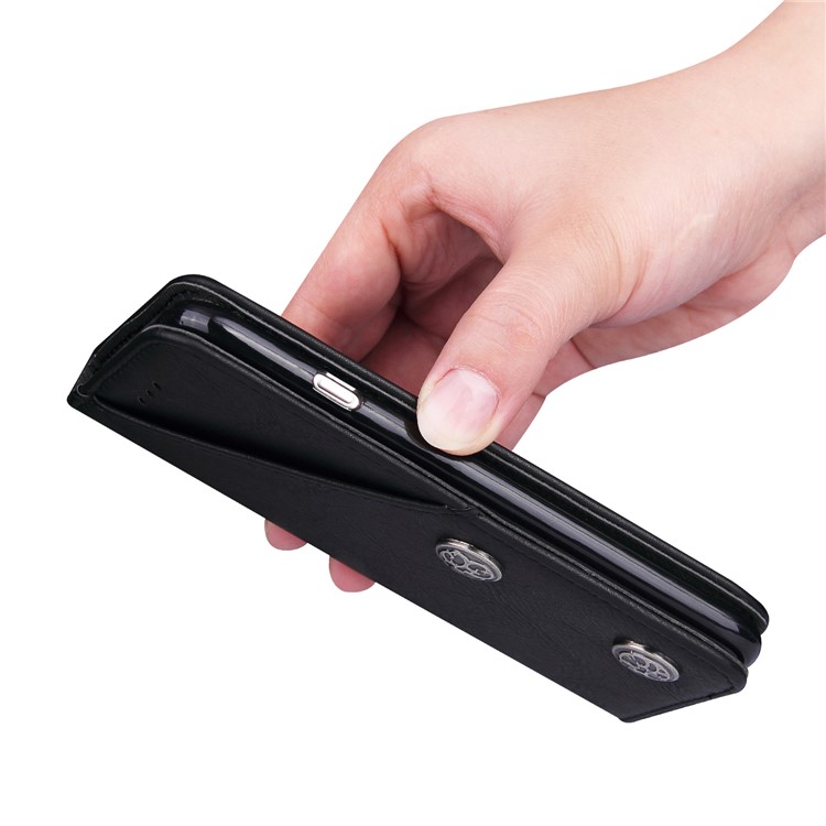 Vintage Flip Stand Leather Cell Phone Case for Samsung Galaxy S8 Plus G955 with Card Slots - Black-7