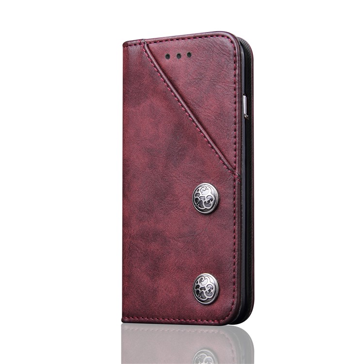 

Vintage Flip Stand Leather Mobile Phone Cover with Card Slots for Samsung Galaxy S8+ G955 - Wine Red
