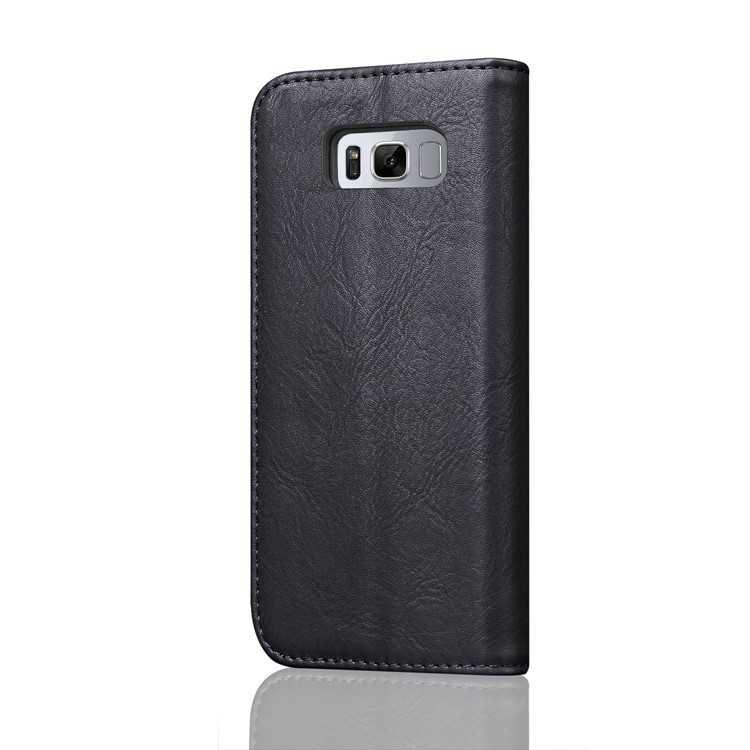 Bronze Grain PU Leather Folio Cover with Inside and Outside Card Slots for Samsung Galaxy S8 G950 - Black-3