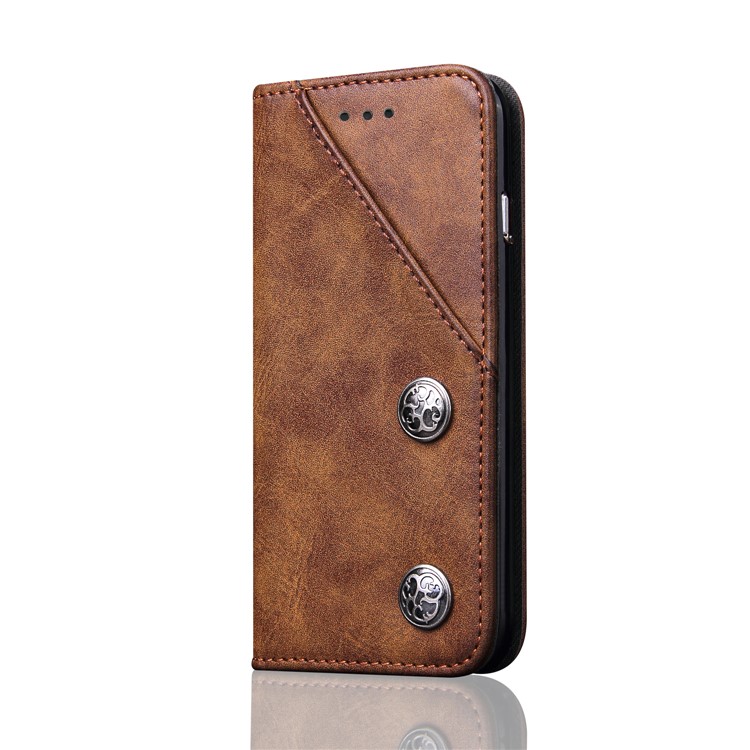 For Samsung Galaxy S8 G950 Bronze Grain Auto-absorbed Leather Mobile Case with Card Slots - Brown-1