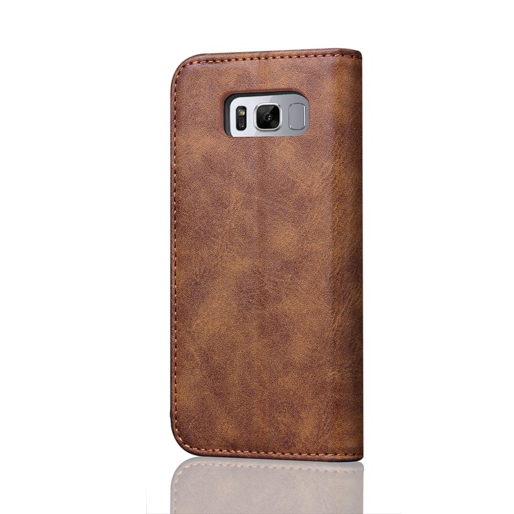 For Samsung Galaxy S8 G950 Bronze Grain Auto-absorbed Leather Mobile Case with Card Slots - Brown-3