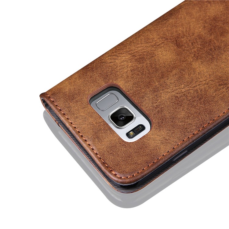 For Samsung Galaxy S8 G950 Bronze Grain Auto-absorbed Leather Mobile Case with Card Slots - Brown-4