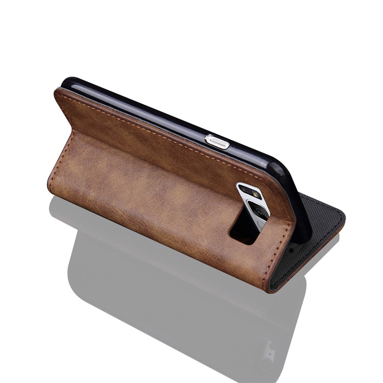 For Samsung Galaxy S8 G950 Bronze Grain Auto-absorbed Leather Mobile Case with Card Slots - Brown-6