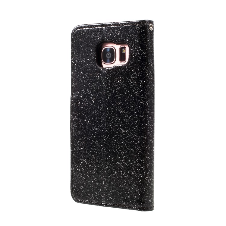 Flash Powder Leather Wallet Case for Samsung Galaxy S7 edge SM-G935 - Black-2
