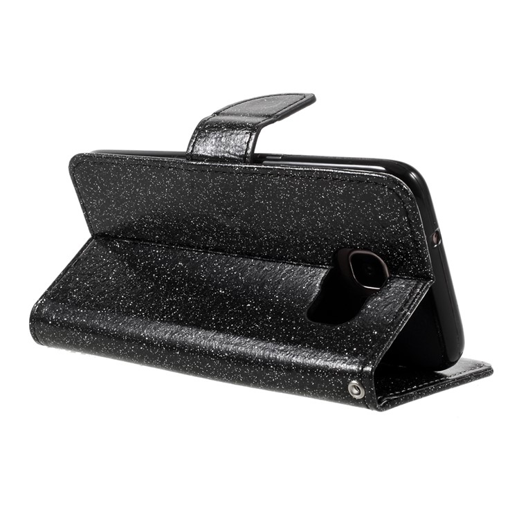 Flash Powder Leather Wallet Case for Samsung Galaxy S7 edge SM-G935 - Black-5