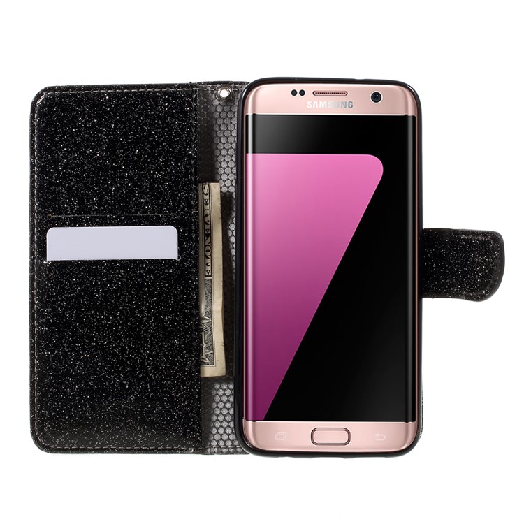 Flash Powder Leather Wallet Case for Samsung Galaxy S7 edge SM-G935 - Black-6
