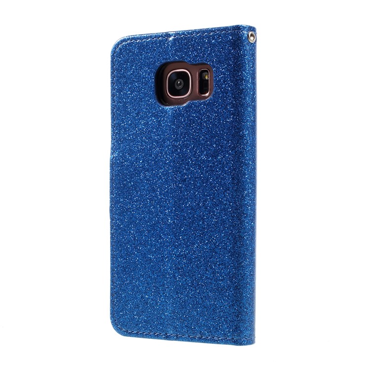 Flash Powder Leather Wallet Case Accessory for Samsung Galaxy S7 edge SM-G935 - Blue-3