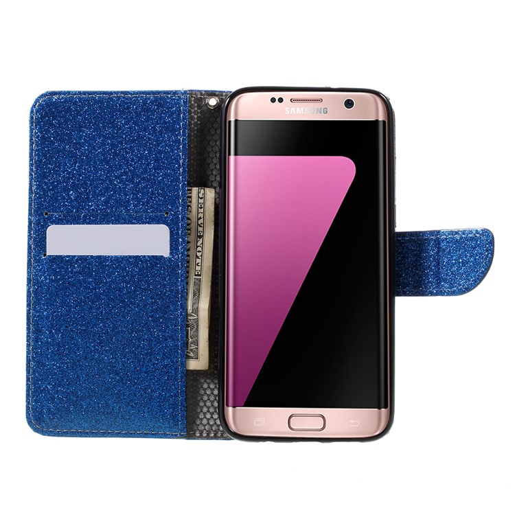 Flash Powder Leather Wallet Case Accessory for Samsung Galaxy S7 edge SM-G935 - Blue-6