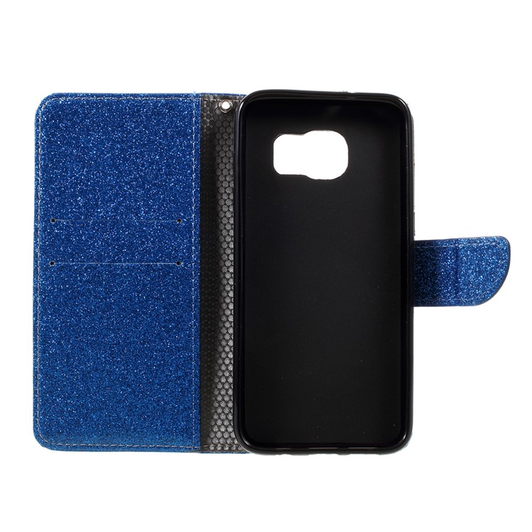 Flash Powder Leather Wallet Case Accessory for Samsung Galaxy S7 edge SM-G935 - Blue-7