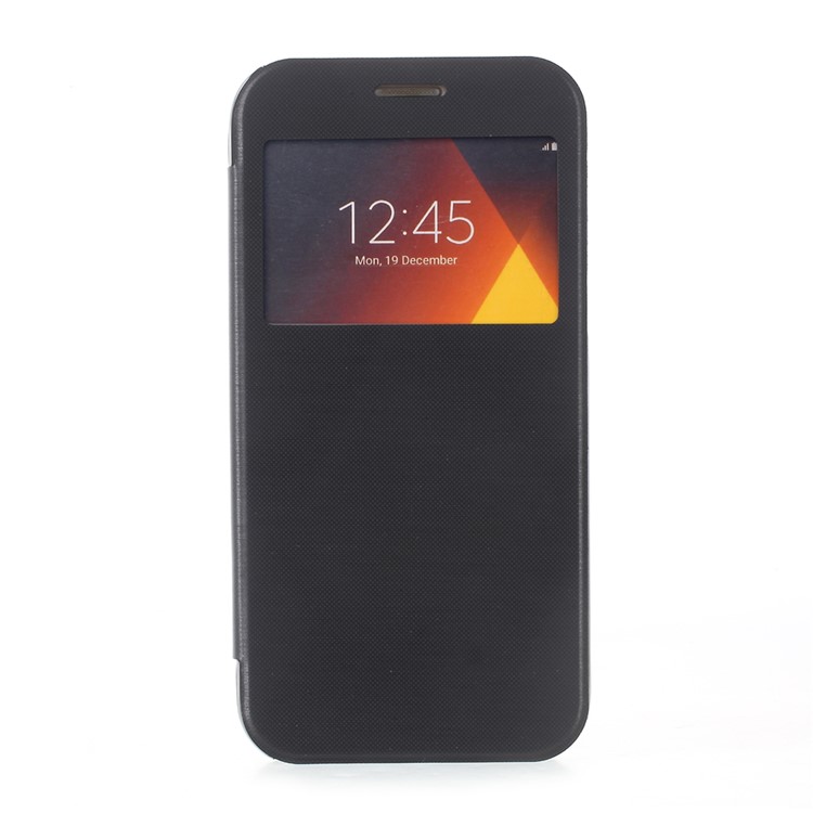 For Samsung Galaxy A5 (2017) A520 View Window Flip Leather Cell Phone Case - Black-1