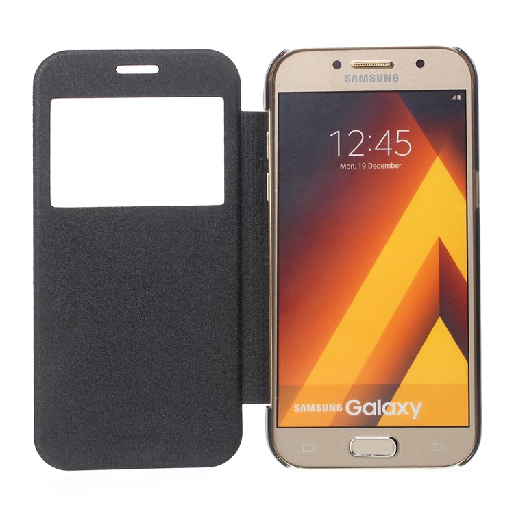 For Samsung Galaxy A5 (2017) A520 View Window Flip Leather Cell Phone Case - Black-5