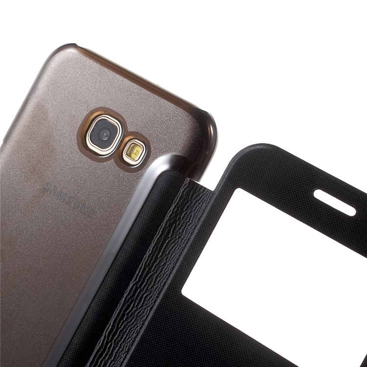 For Samsung Galaxy A5 (2017) A520 View Window Flip Leather Cell Phone Case - Black-7